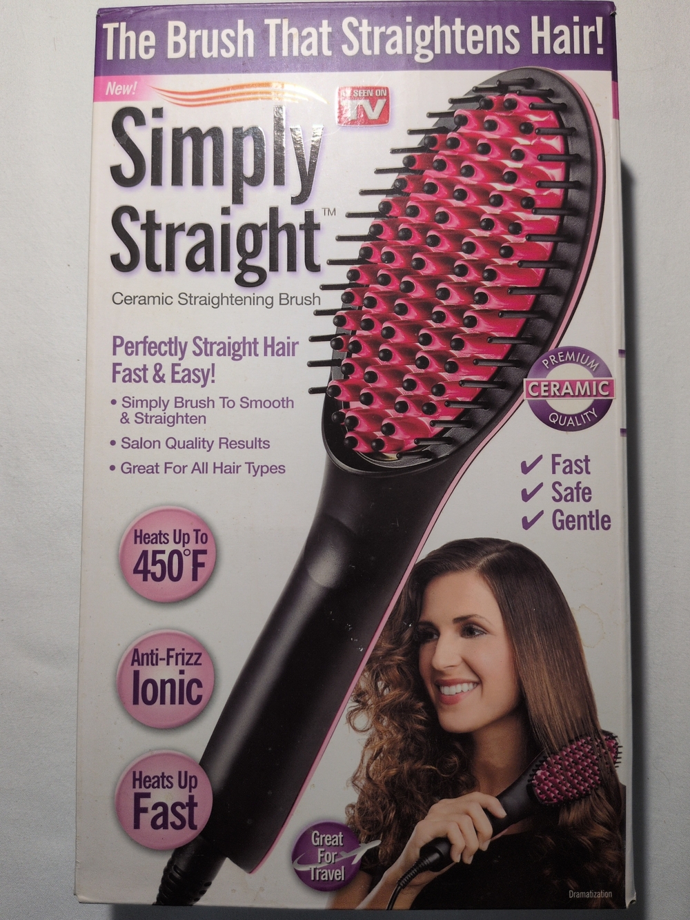 Ceramic Straightening Brush — Pink & Black
